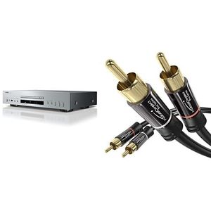 Yamaha CD-S303 CD-speler met krachtige DAC (192 kHz/24 bit), zilver & KabelDirekt - Cinch audio kabel - 1 m - (coax kabel geschikt)