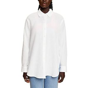 ESPRIT Seersucker overhemd van katoen, wit, XXL