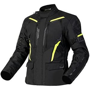 OZONE MOTO Heren Tour III motorjas, zwart/antraciet/fluorescerend geel, M, Zwart/antraciet/fluorescerend geel, M