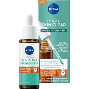 NIVEA Derma Skin Clear Rebalance & Clear Serum, gezichtsverzorging voor een zichtbaar verbeterd huidbeeld, hydraterend hyaluronserum met niacinamide (30 ml)