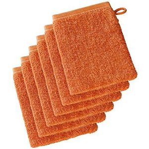 De Witte Lietaer Wellness Washandjes, set van 6, katoen, oranje, 15 x 22 cm