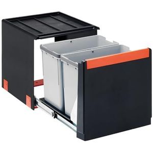 FRANKE | Afvalemmer Cube 40 (134.0039.332) | Containers : 2 x 14L | Kleur : zwart