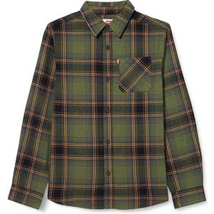 Levi's Kids Jongens LVB LS Flannel ONE Pocket Shirt 9EG893 Overhemden, Olivine, 14 jaar, lichtgroen (olivijn), 14 Jaar