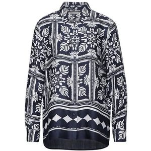 STREET ONE Print satijnen blouse, blauw (deep blue), 42