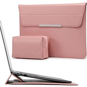 HYZUO 13,3-14 inch laptophoes slank hoesje met standaardfunctie compatibel met MacBook Pro 14 M1 Pro Max 2022 2021, 13,5 Surface Laptop, MacBook Air 13 2012-2017, HP Spectre x360/Envy 13, roze