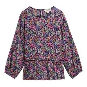 TOM TAILOR Meisjesblouse met volant en bloemenpatroon, 35828 - Multicolor Flower Print, 104-110