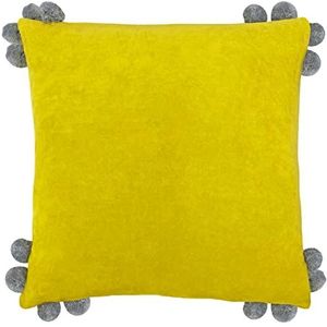 furn. Hoola Polyester Gevuld Kussen, Katoen, Geel/Grijs
