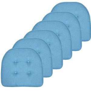 Sweet Home Collection Stoelkussen Memory Foam Pads Tufted Slip antislip rubberen achterkant U-vormige 17 ""x 16"" Seat Cover, 6 Count (Pack van 1), Turquoise