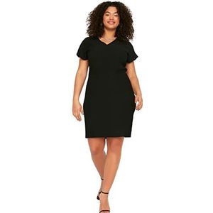 Trendyol Dames Midi Standard Regular Plus Size Jurk, Zwart, 5XL, Zwart, 5XL grote maten