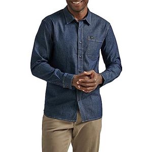 Lee Men's All Purpose Classic Fit Long Sleeve Shirt, Denim Rinse Wash, Small
