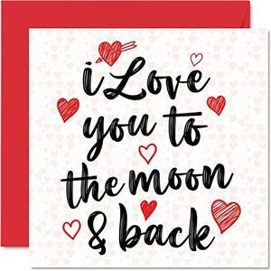 Verjaardagskaart voor haar hem - I Love You To The Moon & Back - Leuke verjaardagskaart voor vriendin vriend vrouw echtgenoot partner, 145 mm x 145 mm romantische Valentijnsdag wenskaarten voor