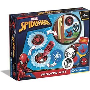 Clementoni Window Art 18703 Spiderman, set voor het maken van stickers voor oppervlakken, stickers Marvel, creatief spel voor kinderen van 6 jaar, Made in Italy, meerkleurig, medium