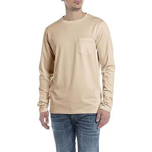 Replay Heren Longsleeve Regular Slim Fit, 803 Light Taupe, 3XL