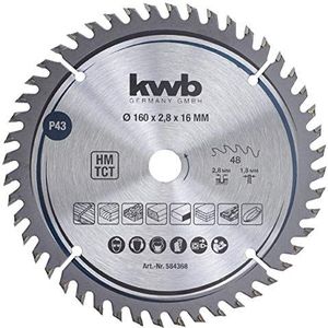kwb 584368 Z-48 Timmermans-cirkelzaagblad, hout-/hardhout, 160 x 16 mm, tandenaantal hoog (48) precisie-zaagblad, fijn