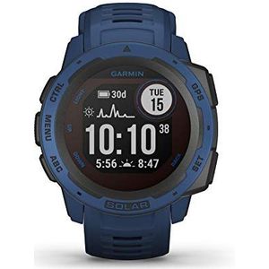 Garmin Instinct Solar Tidal Smartwatch GPS waterdicht met zonne-oplaadfunctie tot 54 dagen accu met sport- en fitnessfuncties blauw (Gereviseerd)