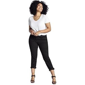 Ulla Popken Dames grote maten plus size jeans Mandy, recht 5-pocket-vorm, comfortabele tailleband, stretch zwart 88 724598100-88, zwart, 33W x 34L