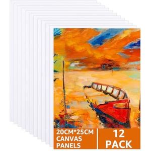 ASelected 12 stuks gespannen canvas 25 x 20 cm canvas om te schilderen. Ingelijste canvas kunstdoeken voor schilderen 100% katoen, zuurvrije professionele kunstdoeken voor acrylolie, gouache aquarel