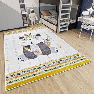 Hanse Home Adventures Kindertapijt - pandapatroon, dierpatroon, tapijt voor jongens en meisjes, voor kinderkamer, speelkamer, tienerkamer, woonkamer, crème, 120x170cm