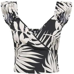 Onlnova Life Elite Frill Venus Top AOP, zwart, XS