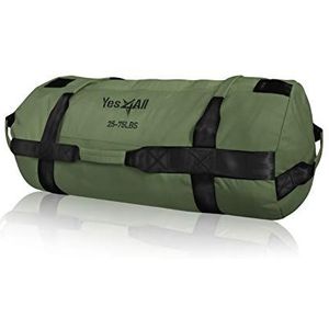 Yes4All Unisex Ek64 Yes4All Sandbag Gewichten Gewogen Zakken Zandzakken voor Fitness Conditioning Crossfit met Verstelbare, B. Army Green - M, M 25-75 lbs UK
