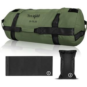Yes4All Unisex Ek64 Yes4All Sandbag Gewichten Gewogen Zakken Zandzakken voor Fitness Conditioning Crossfit met Verstelbare, B. Army Green - M, M 25-75 lbs UK