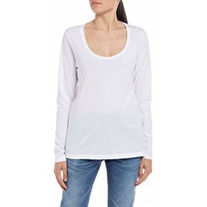 Replay Dames W3793 T-Shirt, 001 wit, M, 001, wit, M
