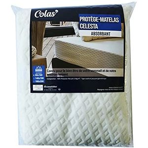 Colas Normand – Matrasbeschermer Celesta 90 x 190 cm – 100% gerecycled polyester – hypoallergeen en zacht – envelop 25 cm, wit