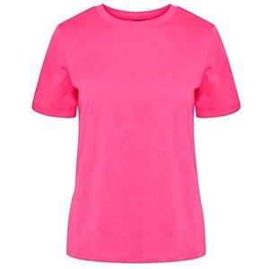 PIECES T-Shirt dames Pcria Ss Fold Up Solid Tee Noos Bc , shocking pink , XS