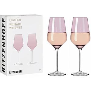 wittewijnglas 300 ml – serie fjordlicht nr. 3 – 2 stuks met kleurverloop Berry