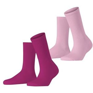 ESPRIT Dames Sokken Basic Tennis 2-Pack W SO Katoen eenkleurig Multipack 2 Paar, Veelkleurig (Pink Rose 0040), 39-42