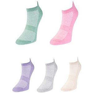 Trendyol Vrouwen met slogan 5 pack gebreide sokken,Lila-veelkleurig, Tek Ebat, Lila-Multicolor, Eén Maat