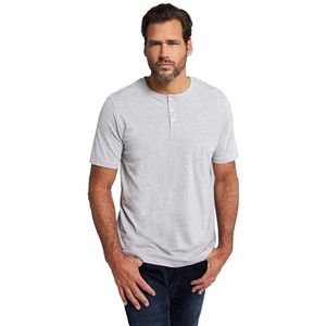 JP 1880 Heren grote maten grote maten Menswear L-8XL Henley, Basic, knoopsluiting, halve mouw 726695, grijs melange, 7XL