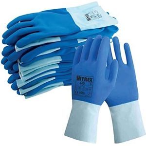 Unigloves Nitrex 440 katoen gevoerde chemische en hittebestendige latex handschoen in blauw