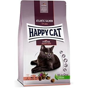 Happy Cat 70579 - Gesteriliseerde volwassen Atlantische zalm - droogvoer voor gesteriliseerde katten en katers - 1,3 kg inhoud