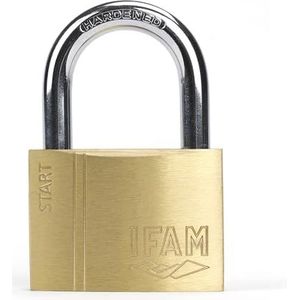 IFAM Anti-diefstalhangslot SR60 startbereik, 60 mm, normale boog, dubbele vergrendeling, inclusief 2 gekartelde sleutels, sterk en betrouwbaar, ideaal voor koffers, kluisjes en laden