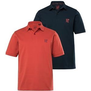 JP1880 heren grote maten grote maten herenpoloshirts L-8XL basic, 2-pack, piqué, gekamd katoen