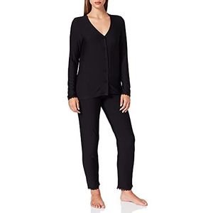 ESPRIT Gestreepte jersey-pyjama, Lenzing EcoVero, zwart, 40