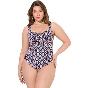 Ulla Popken Badpak voor dames, grote maten, plus size, gedrapeerd, softcups, gerecycled, marineblauw, 42