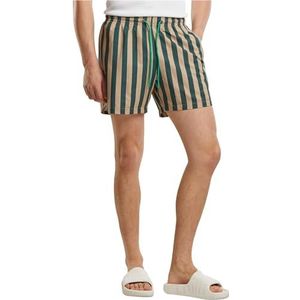 Urban Classics - Striped Seersucker Zwemshorts - Groen/Beige - 100% Polyester