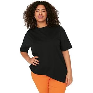 Trendyol Vrouwen Regular Standard Crew Neck Knit Plus Size T-Shirt Zwart, Zwart, XXL grote maten