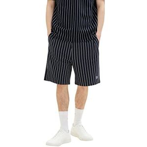 TOM TAILOR Denim Heren Relaxed Fit Sweat Shorts met strepen, 31927 - Navy White Thin Stripe, M
