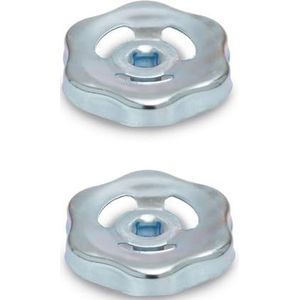 Ganter Normelemente | Metalen handwiel, ventielwiel, ventielgreep, afsluitventiel | 2 stuks | GN 227.6-ST-100-V10-ZB | diameter 100 mm | vierkant V10