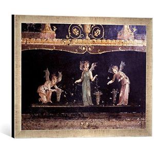 Fotolijst van 1e eeuw ""Pompeji, Casa Vettii, Psychen verzamelen.."", kunstdruk in hoogwaardige handgemaakte fotolijst, 60x40 cm, zilver raya