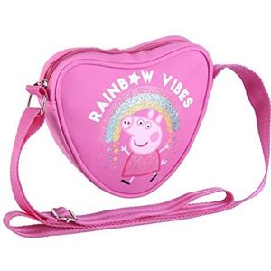 CERDÁ LIFE'S LITTLE MOMENTS Peppa Pig handtas in hartvorm, met 1 vak en verstelbare band van nylon, tas voor meisjes en meisjes, fuchsia, Fuchsia