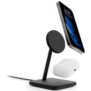 Twelve South HiRise 2 Deluxe 2-in-1 Qi2 oplaadstandaard voor iPhone en AirPods zwart