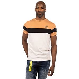 JUST EMPORIO T-shirt met ronde hals, voor volwassenen en heren, camel/zwart/gebroken wit, M
