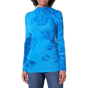 Gebreide Trui - Effen - Lange Mouwen - Aquarel Bloemenprint - Regular Fit