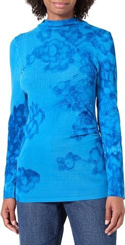 Gebreide Trui - Effen - Lange Mouwen - Aquarel Bloemenprint - Regular Fit