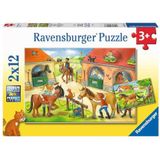 Ravensburger puzzel Vakantie op de manege - Twee puzzels - 12 stukjes - kinderpuzzel