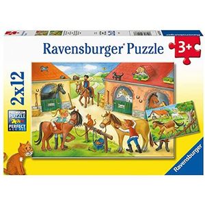 Ravensburger puzzel Vakantie op de manege - Twee puzzels - 12 stukjes - kinderpuzzel